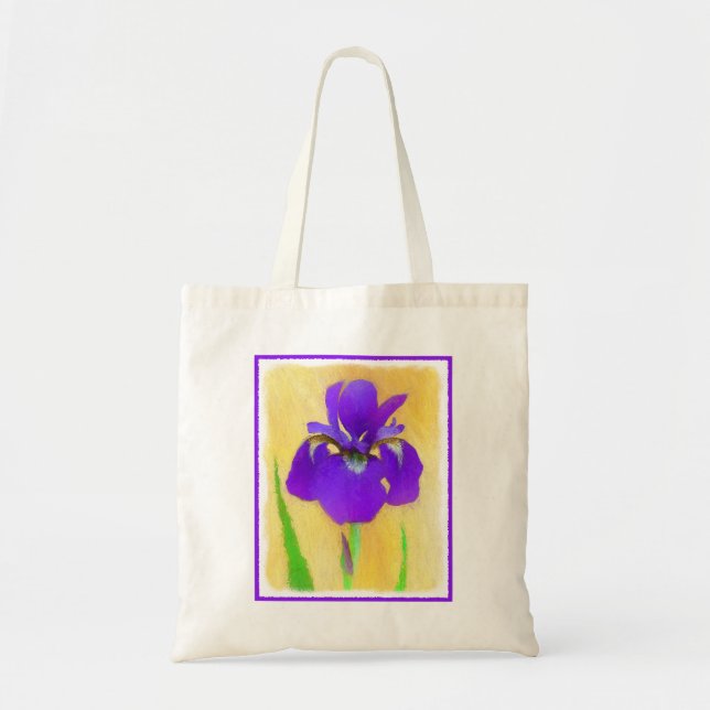 Lila Bearded Iris Painting - Cute Original Hund A Tygkasse (Framsidan)