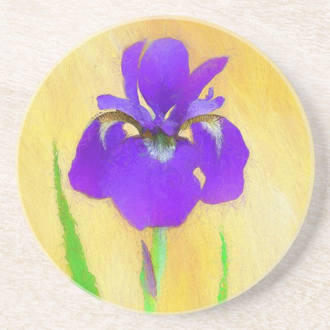 Lila Bearded Iris Painting - Cute Original Hund A Underlägg (Framsidan)