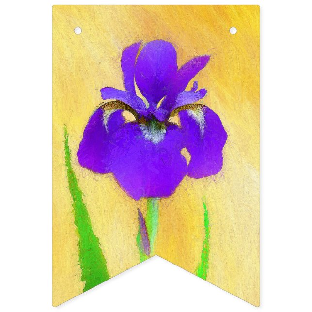 Lila Bearded Iris Painting - Cute Original Hund A Vimplar (Första flaggan)