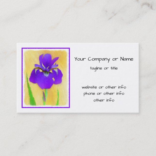 Lila Bearded Iris Painting - Cute Original Hund A Visitkort (Framsida)