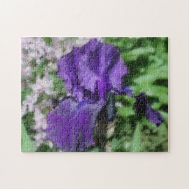 Lila Beared Iris Flower Art Photo Painting Pussel (Horisontell)