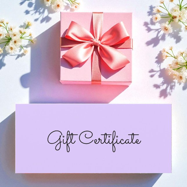 Lila Beauty Simple Business Gift Certificate (Skapare uppladdad)