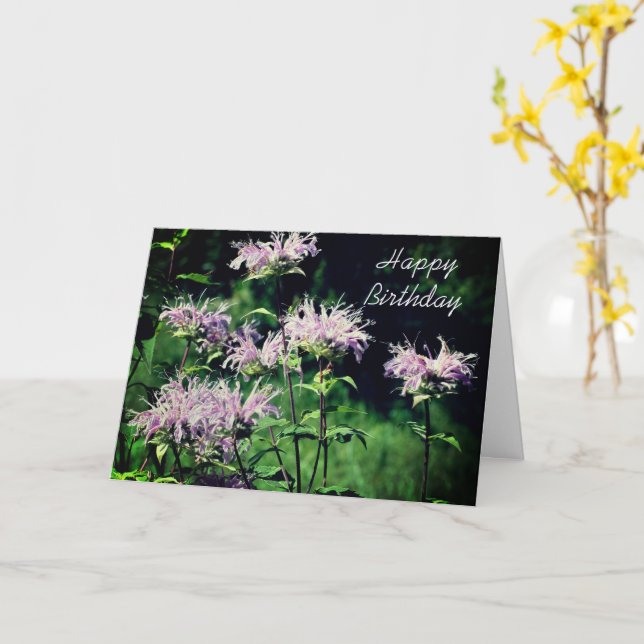 Lila Bee Balm Flower Anpassade Birthday Kort (Gul blomma)