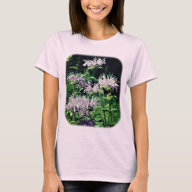 Lila Bee Balm Flowers Nature T Shirt (Framsida)
