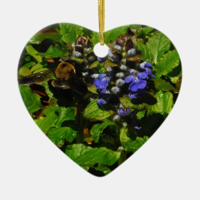 Lila Bee Balm och Humla Julgransprydnad Keramik (Framsidan)