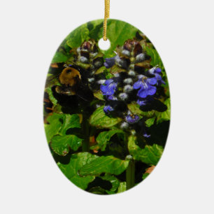 Lila Bee Balm och Humla Julgransprydnad Keramik