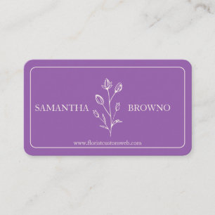Lila Beige Infattad Blomma Visitkort