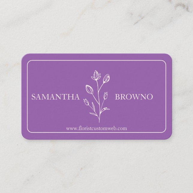 Lila Beige Infattad Blomma Visitkort (Framsida)