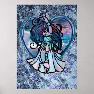Lila Belly Dancer Kärlek Heart Poster