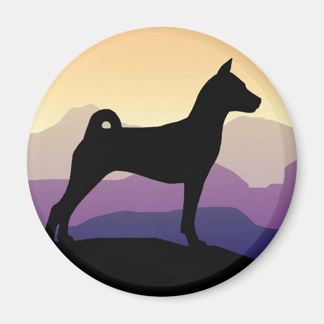Lila bergen Basenji Magnet (Framsidan)
