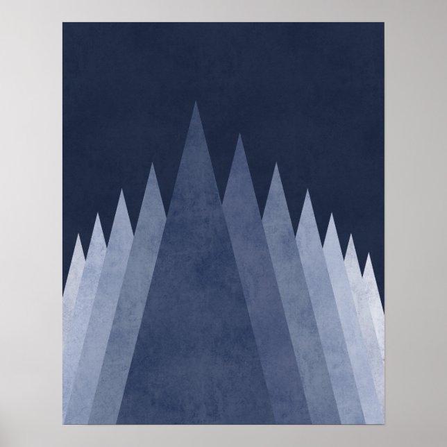 Lila bergsberg Modern minimal geometrisk konst Poster (Framsidan)