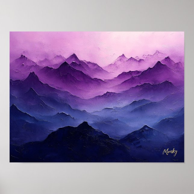 Lila Bergslager – Abstrakt Lila Landskap Poster (Framsidan)
