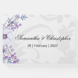 Lila Berries och Grått Damask Wedding Gästböcker