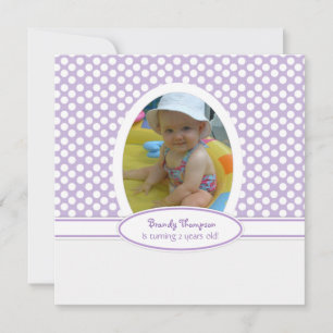 Lila Berry and White Polka Dot Party Inbjudan