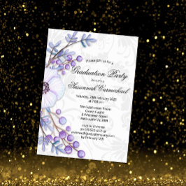 Lila Berry Wandan and Elegant Damask Studenten Inbjudningar