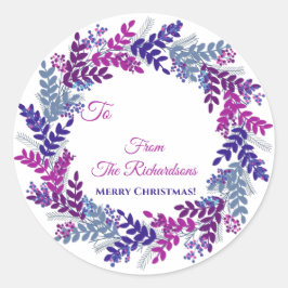 Lila Berry Wandan Namn julklapp Sticker Runt Klistermärke