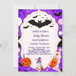 Lila BeSnyval Halloween Cute Baby Shower Inbjudningar