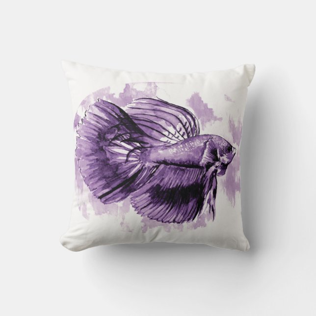 Lila Betta Fish Dekorativ kudde (Framsida)