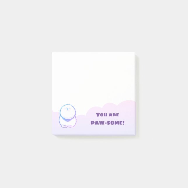 Lila Bichon-Frise Hund Post-it Notes Block (Framsida)
