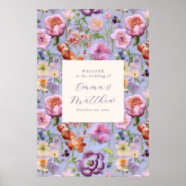 Lila Big Embroidered Bröllop Welcome Poster