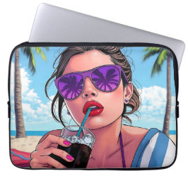 Lila Bikini, solglasögon och Bandana Woman Laptop Fodral