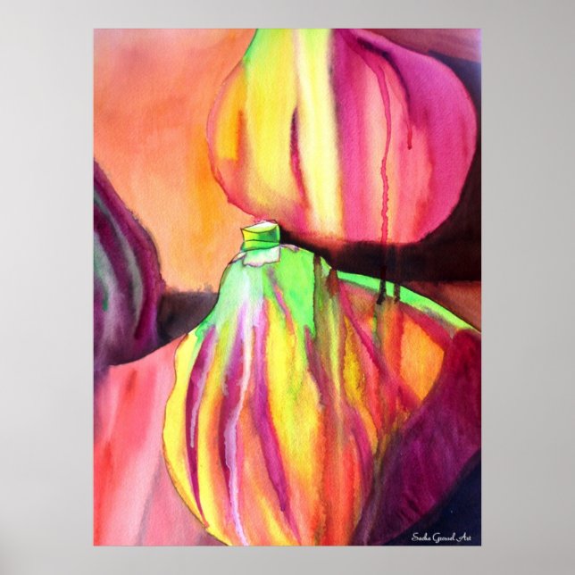 Lila Bilder vattenfärg originalbildens droppmålnin Poster (Framsidan)