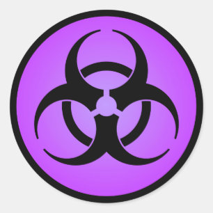 Lila Biohazard Symbol Runt Klistermärke