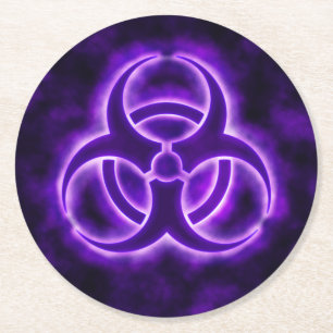 Lila Biohazard Symbol Underlägg Papper Rund