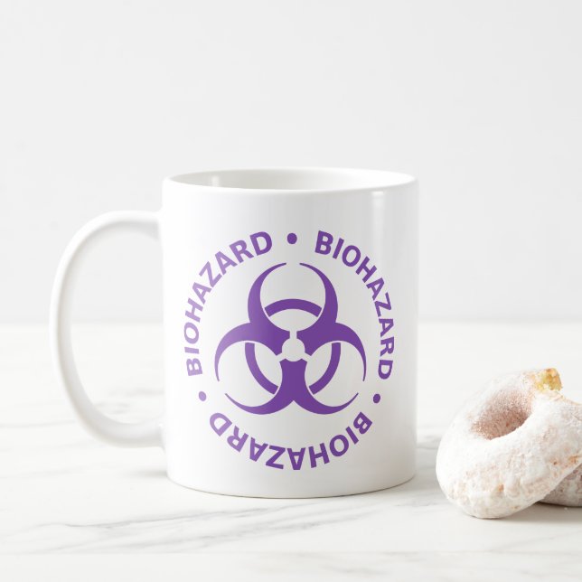 Lila Biohazard Warning Mugg (Med munk)