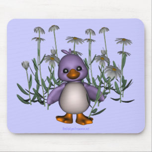 Lila Bird Daisy Flowers Cute Mousepad Musmatta