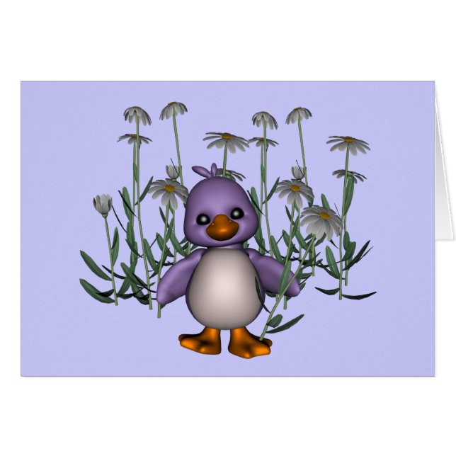 Lila Bird White Daisy Flowers Card OBS Kort (Framsidan Horizontal)