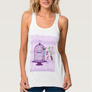 Lila Birdcage & Birds Lakan Music Linne Med Racerback