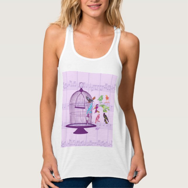Lila Birdcage & Birds Lakan Music Linne Med Racerback (Framsida)