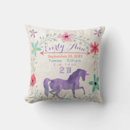 Lila Birth Stats Girl Magic Creatures Unicorn Kudde