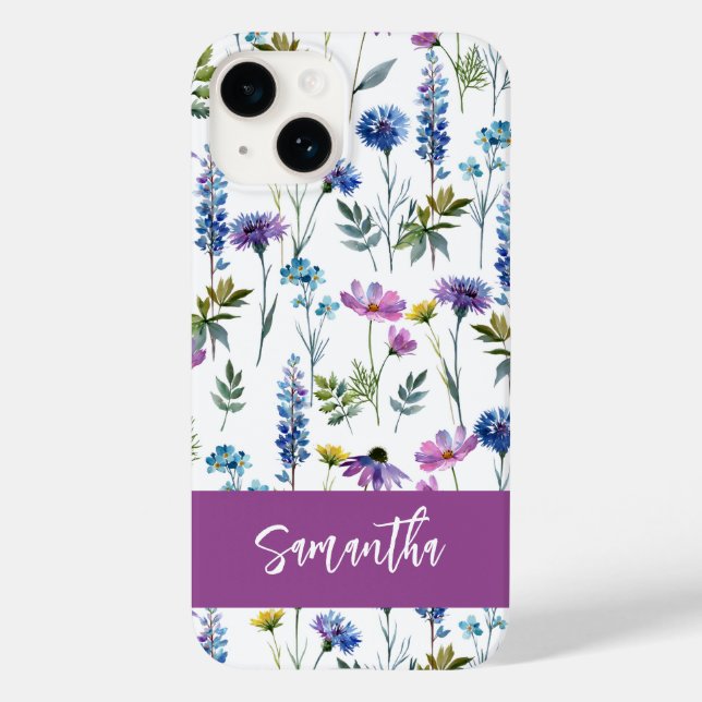 Lila Blå Akvarell Vildblomma Namn (Baksida)