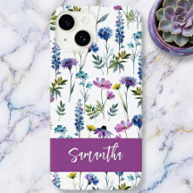 Lila Blå Akvarell Vildblomma Namn