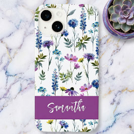 Lila Blå Akvarell Vildblomma Namn