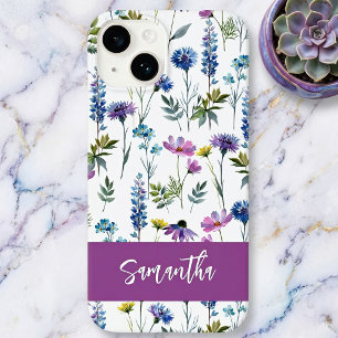 Lila Blå Akvarell Vildblomma Namn