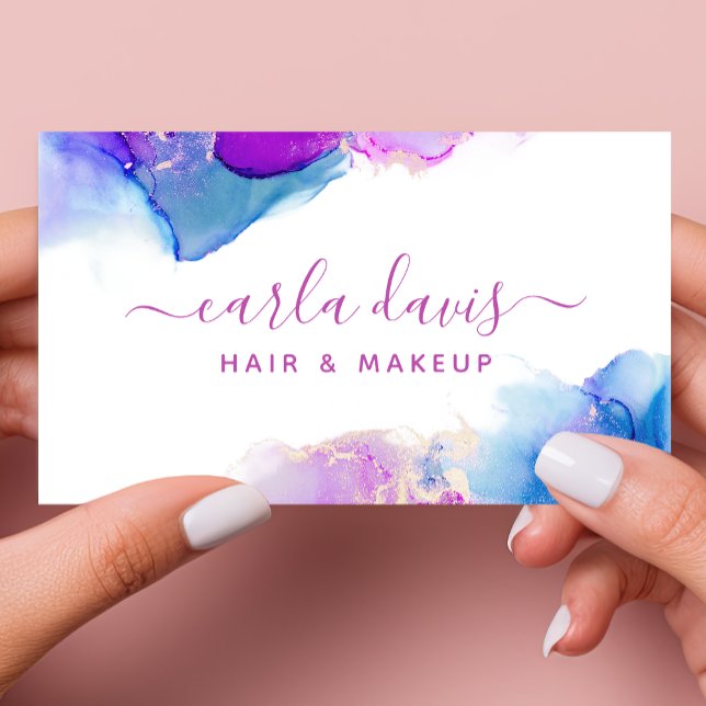 Lila Blå Alkoholbläck Visitkort (Skapare uppladdad)