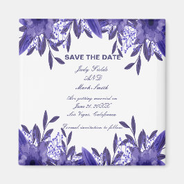 Lila Blå Blommig Lövverk Spara Datum Magnet