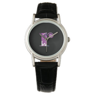 Lila Blå Blommig Monogram R Ur Armbandsur