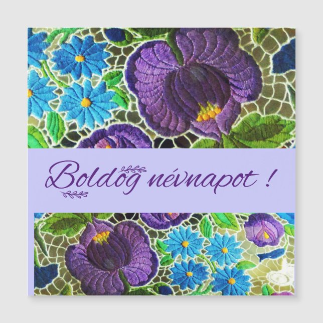 Lila - blå djärv ungersk broderi - namn dag (Framsida)