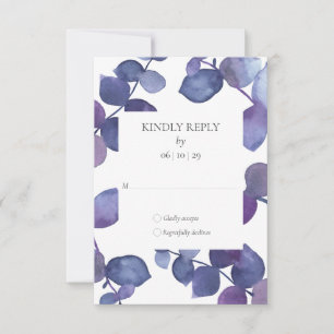 Lila Blå Eukalyptusblad Blommig RSVP OSA Kort