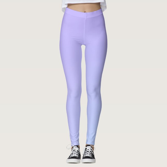 Lila Blå Färgövergång  Leggings (Framsida)