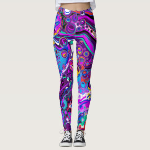 Lila, blå färgstarka bubblor Abstrakt Modern Leggings