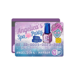 Lila & Blå Girlly VIP-kreditkortspabuffé Inbjudningar