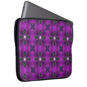 lila blå grönt-teckning i efterhand och stjärnor laptop sleeve