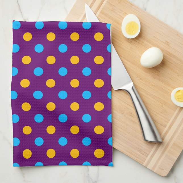 Lila Blå Gul Prickig Design  Kökshandduk (Vikt i Fjärdedel)
