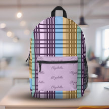 Lila Blå Guld Grön Plaid Mönster Anpassat Namn