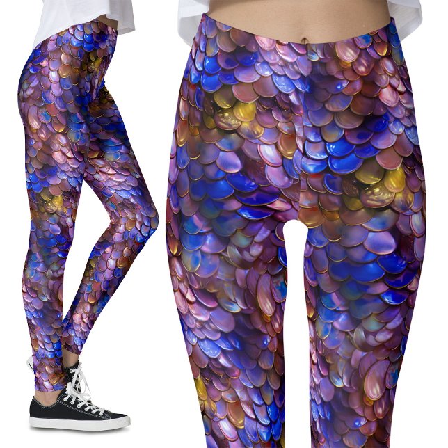 Lila Blå Guld Sjöjungfruskor Fantasi Fest Leggings (Skapare uppladdad)